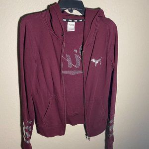 PINK Brand: Maroon Zip Up Hoodie